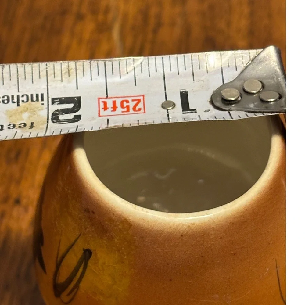 Vintage Hand Painted Portugal Ceramic Snifter Vase Rustic‎ Cottage Scene Brown